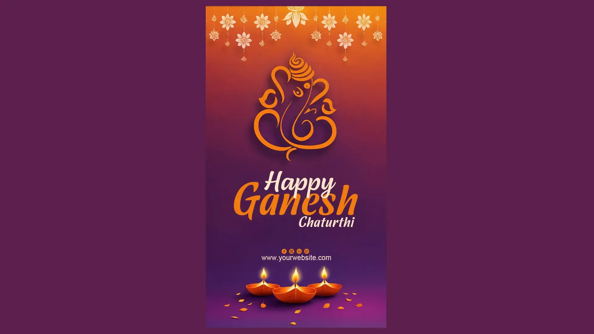 Happy Ganesh Chaturthi Celebration Instagram Story with Festive Diyas